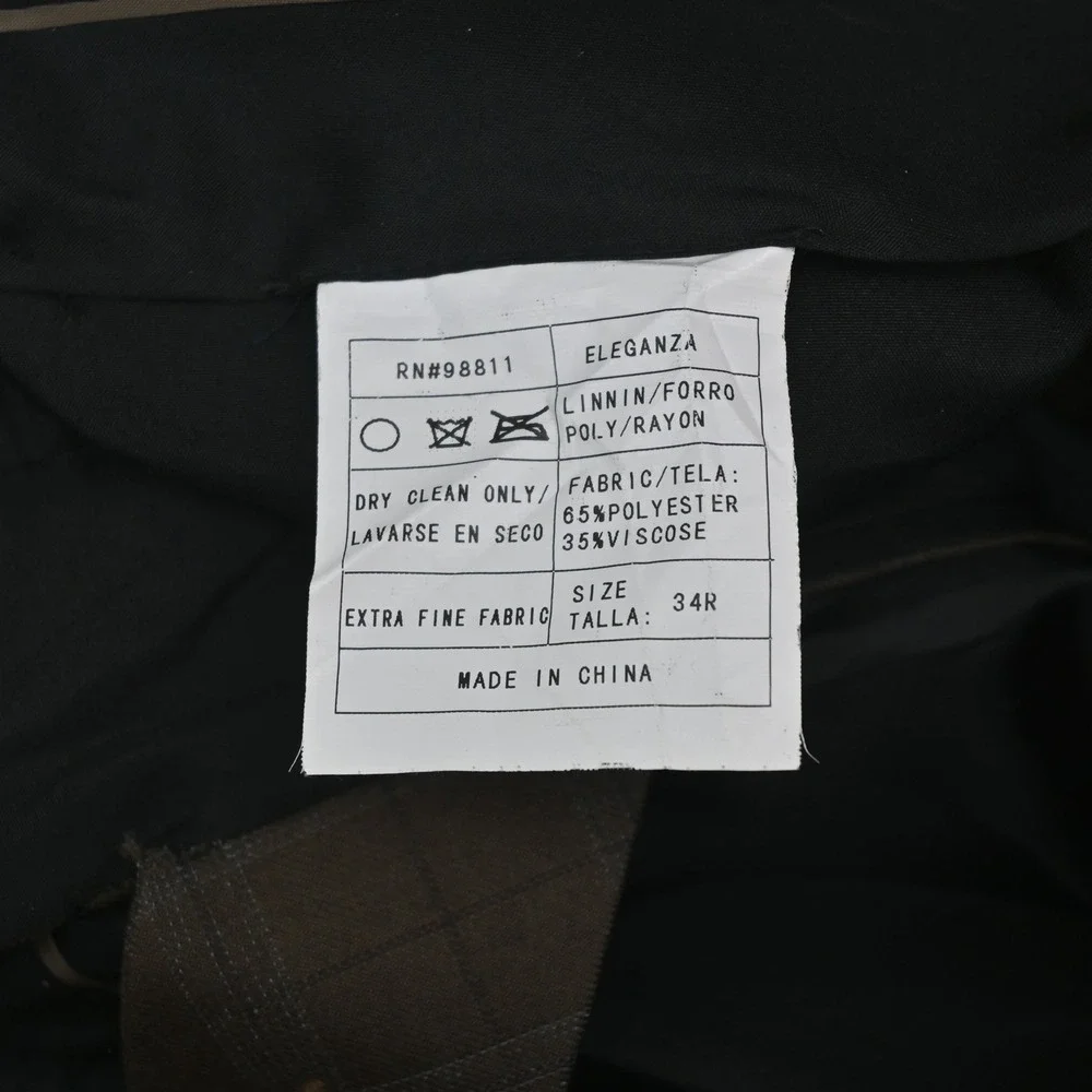 Eleganza Giorgio Sanetti 40R 34x30 Brown Check Super 140s Mens Jacket Pants Suit